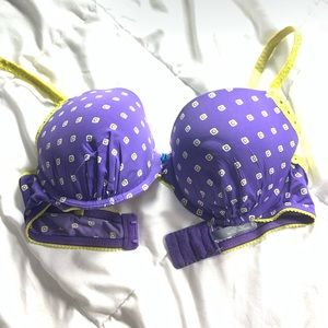 34 D aerie Bra / purple / yellow pattern